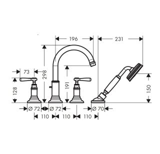 Смеситель на борт ванны Hansgrohe Montreux 16550000 хром
